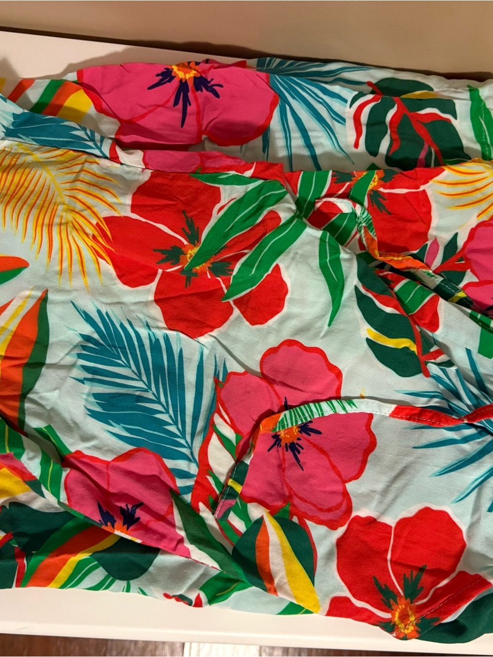Women's Straight Leg Pants— Tropical Floral Print (Pink & Red)